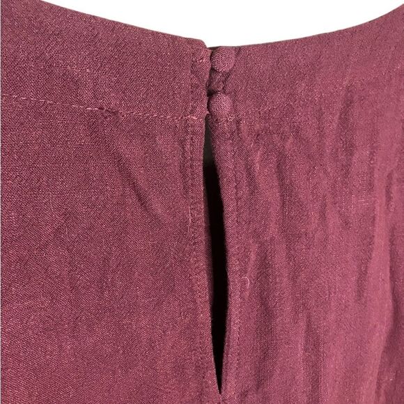 Umgee Linen Blend Tiered Tunic Top Bohemian Autumn Witchy Fairy Burgundy 2X - Picture 6 of 7